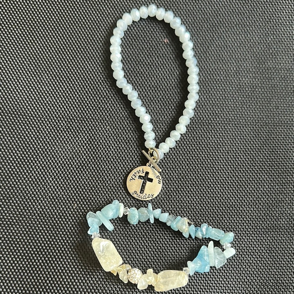 Beaded Bracelet with Cross Charm